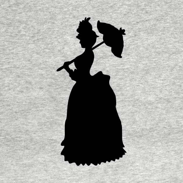 Victorian Woman Silhouette- black & white gown by XOOXOO